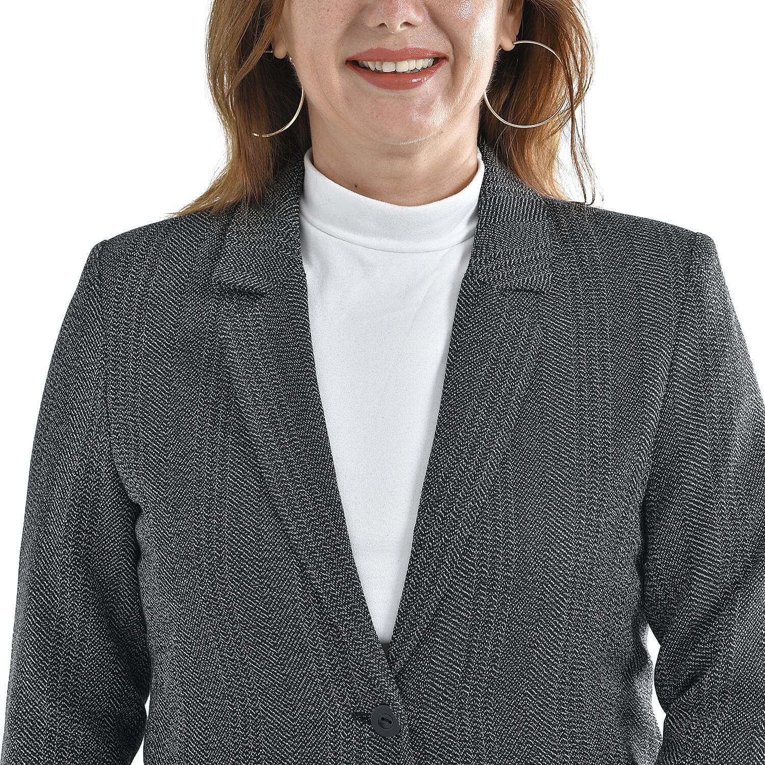 TAMSY Long Sleeves Blazer with Notched Lapel Collar (Size M,12-14) - Grey