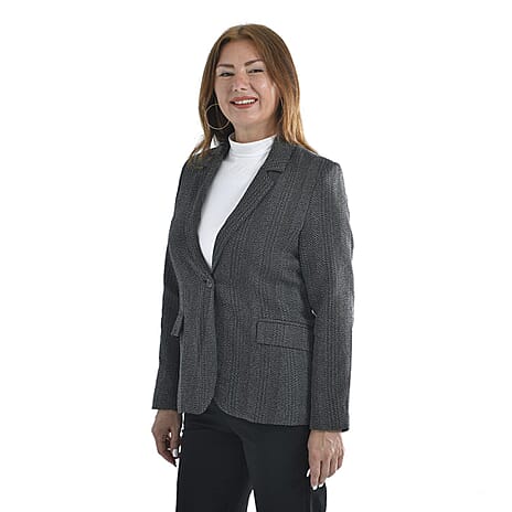 TAMSY Long Sleeves Blazer with Notched Lapel Collar (Size M,12-14) - Grey