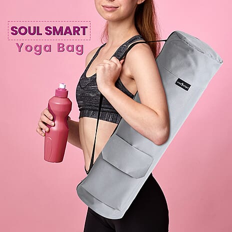 Solid Yoga Bag With Shoulder Strap (Size 70x20 cm) - Light Grey