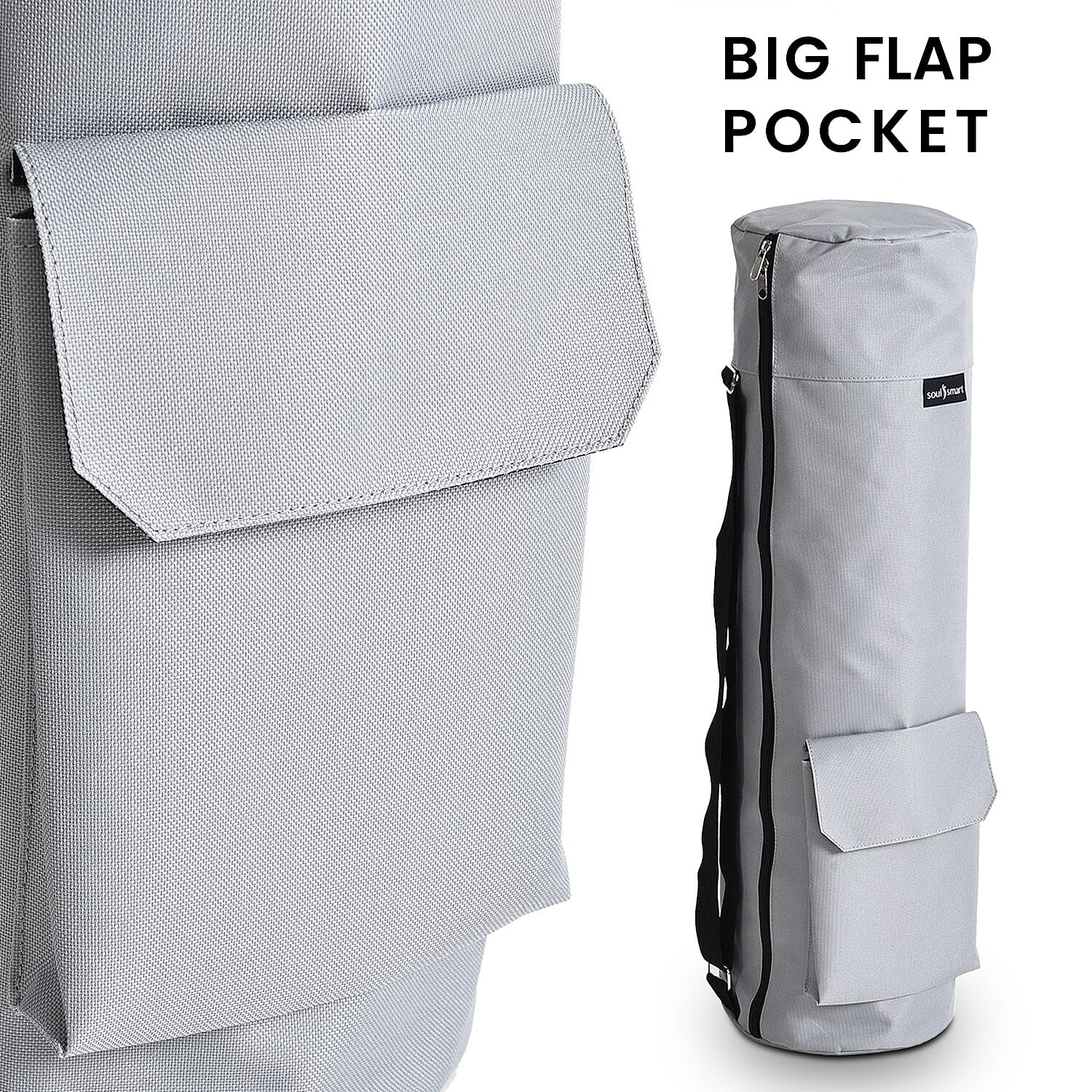 Soul Smart Solid Yoga Bag With Shoulder Strap (Size 70x20 cm) - Light Grey