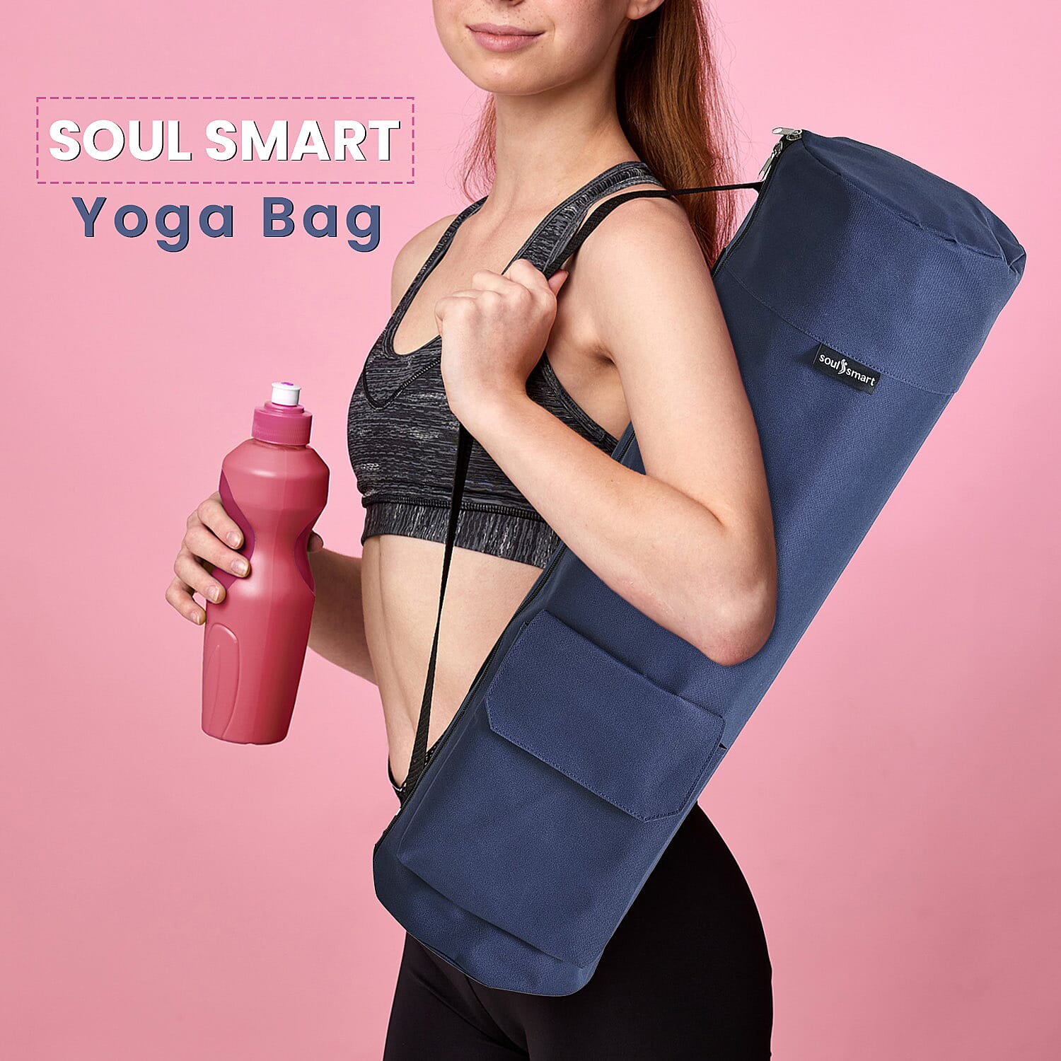 Soul Smart Solid Yoga Bag with Adjustable Shoulder Strap - Blue