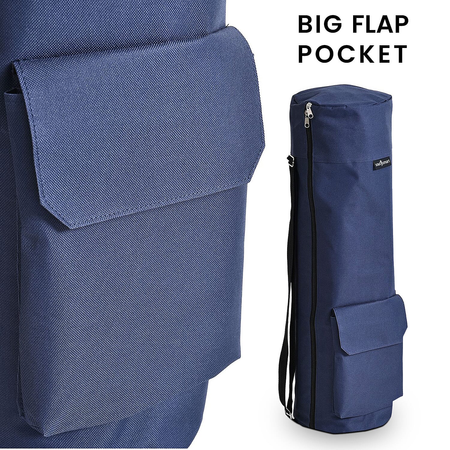 Soul Smart Solid Yoga Bag With Shoulder Strap (Size - 70x20) Navy