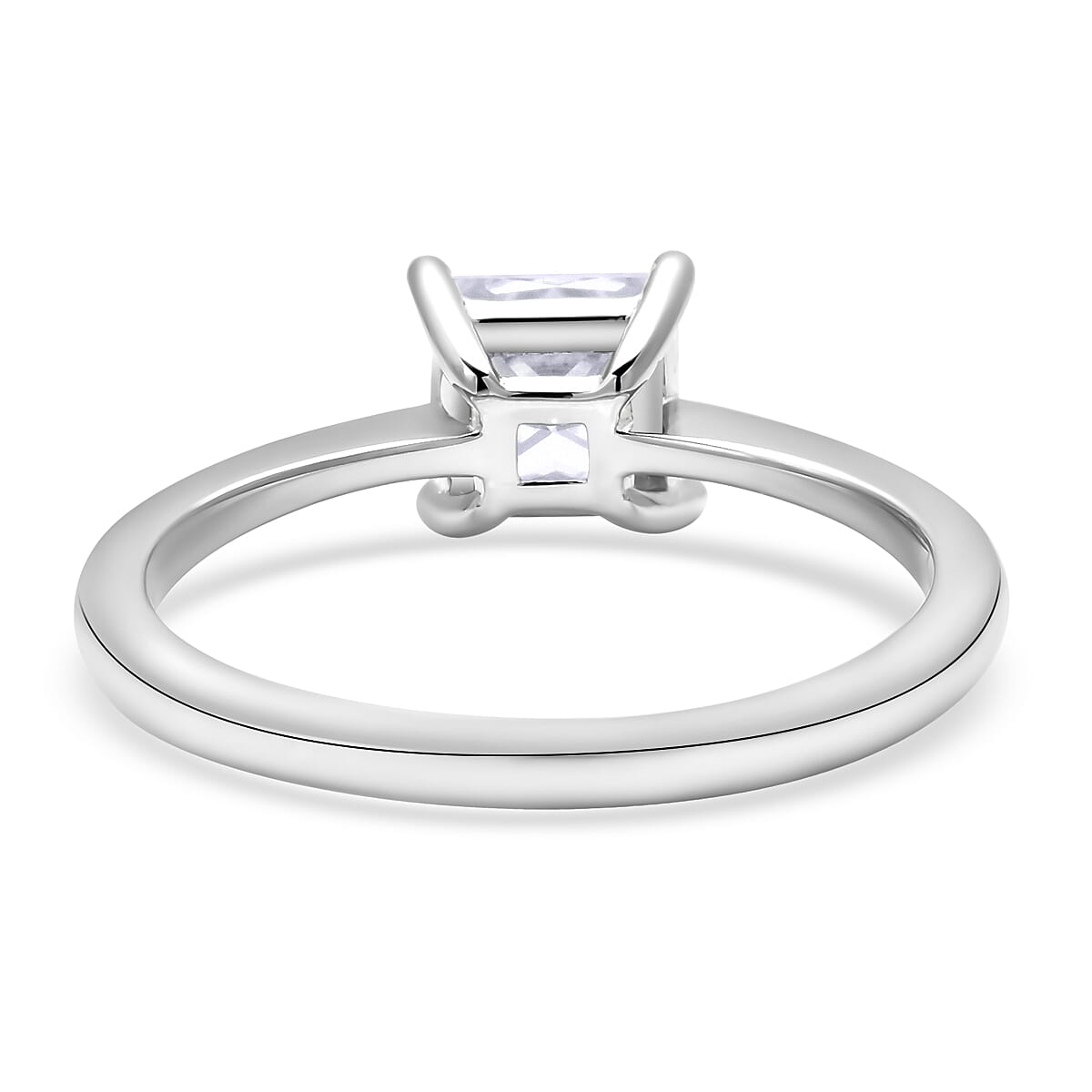 Moissanite Solitaire Ring in Rhodium Overlay Sterling Silver 1.20 Ct.