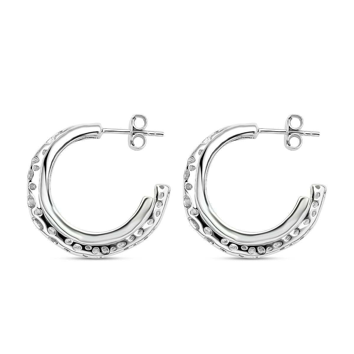 RACHEL GALLEY - Rhodium Overlay Sterling Silver Earrings (With Push ...