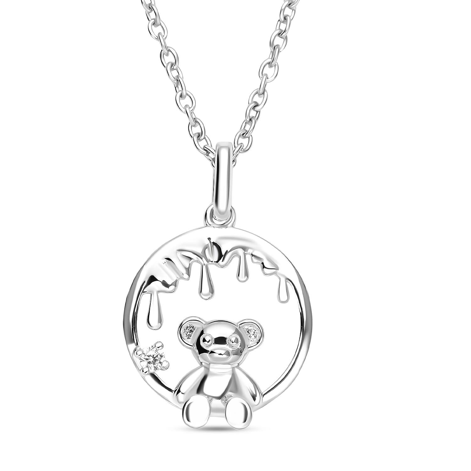 One Time Close Out Deal- Sterling Silver Bear Pendant with Chain (Size 20)