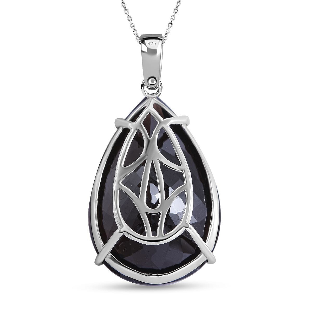 Brazilian Smoky Quartz Necklace in Rhodium Overlay Sterling Silver 100 Ct