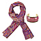 Premium Collection - Natural Mulberry Silk and Merino Wool Hand Woven Jamawar Shawl with Matching Cuff Bangle - Purple 