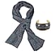 Premium Collection - Natural Mulberry Silk and Merino Wool Hand Woven Jamawar Shawl with Matching Cuff Bangle - Dark Blue&nbsp;