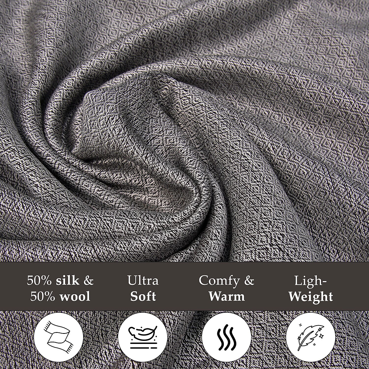 RFID Protected Leather Wallet and Stole (Size 195x68 Cm) - Grey