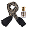 2 Piece Set - Embroidered Stole with Sandalwood Fragrance Oil - Black