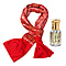 2 Piece Set - Embroidered Stole with Sandalwood Fragrance Oil - Red