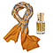2 Piece Set - Embroidered Stole with Sandalwood Fragrance Oil - Mustard