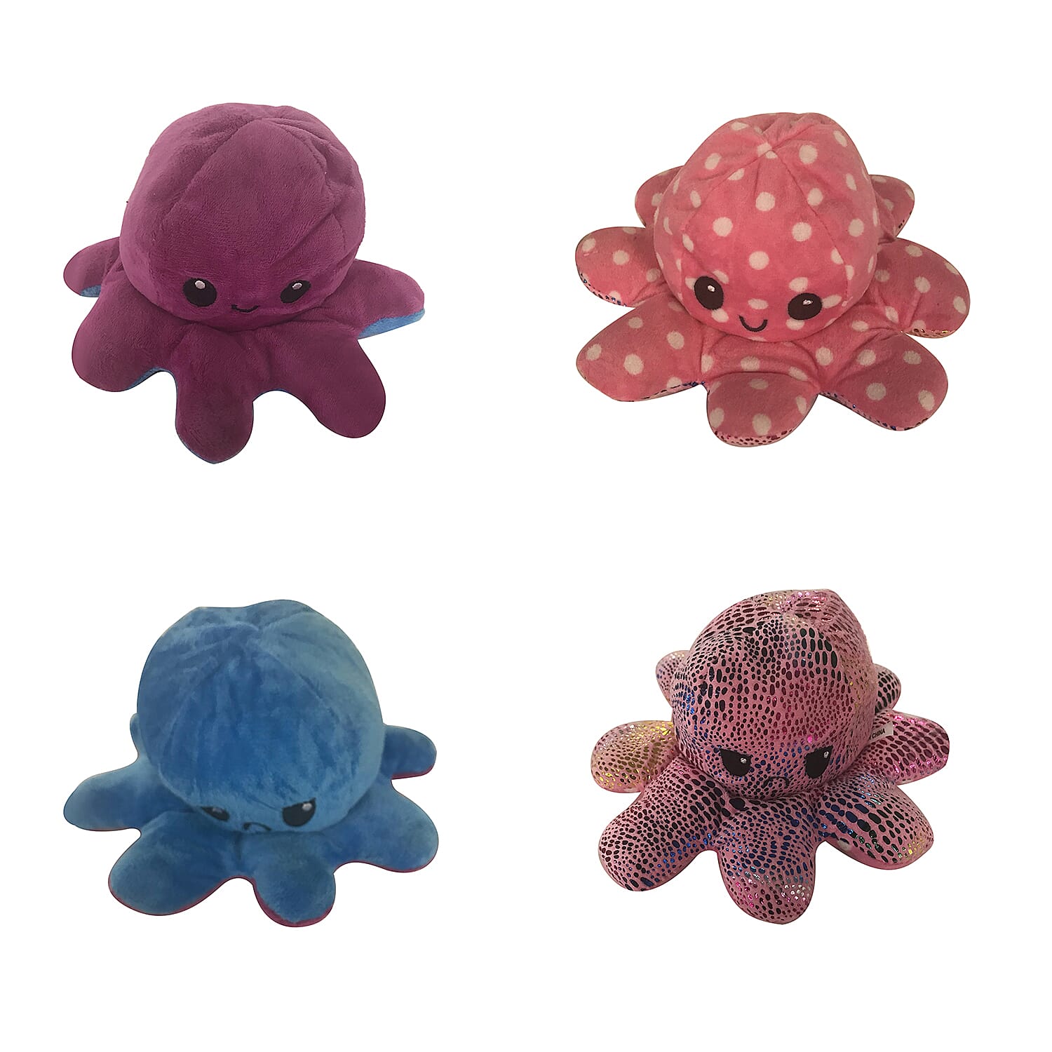 Set of 2 Octopus Reversible Plushie, Express Your Mood with our Double-Sided Flip Mood Octopus, Reversible Octopus Plush is Sweetest Gifts for Kids, Friends, Family on Any Occasion