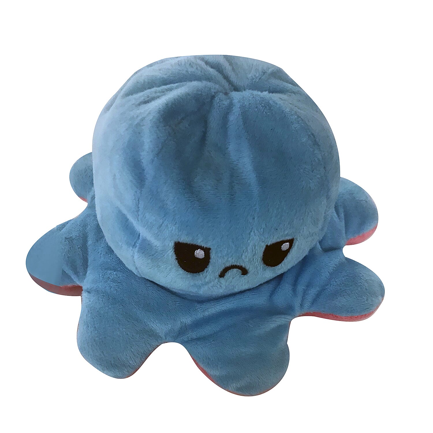 Set of 2 - 20cm Reversible Happy Sad Octopus Plush Toy - Purple, Blue and Light Pink