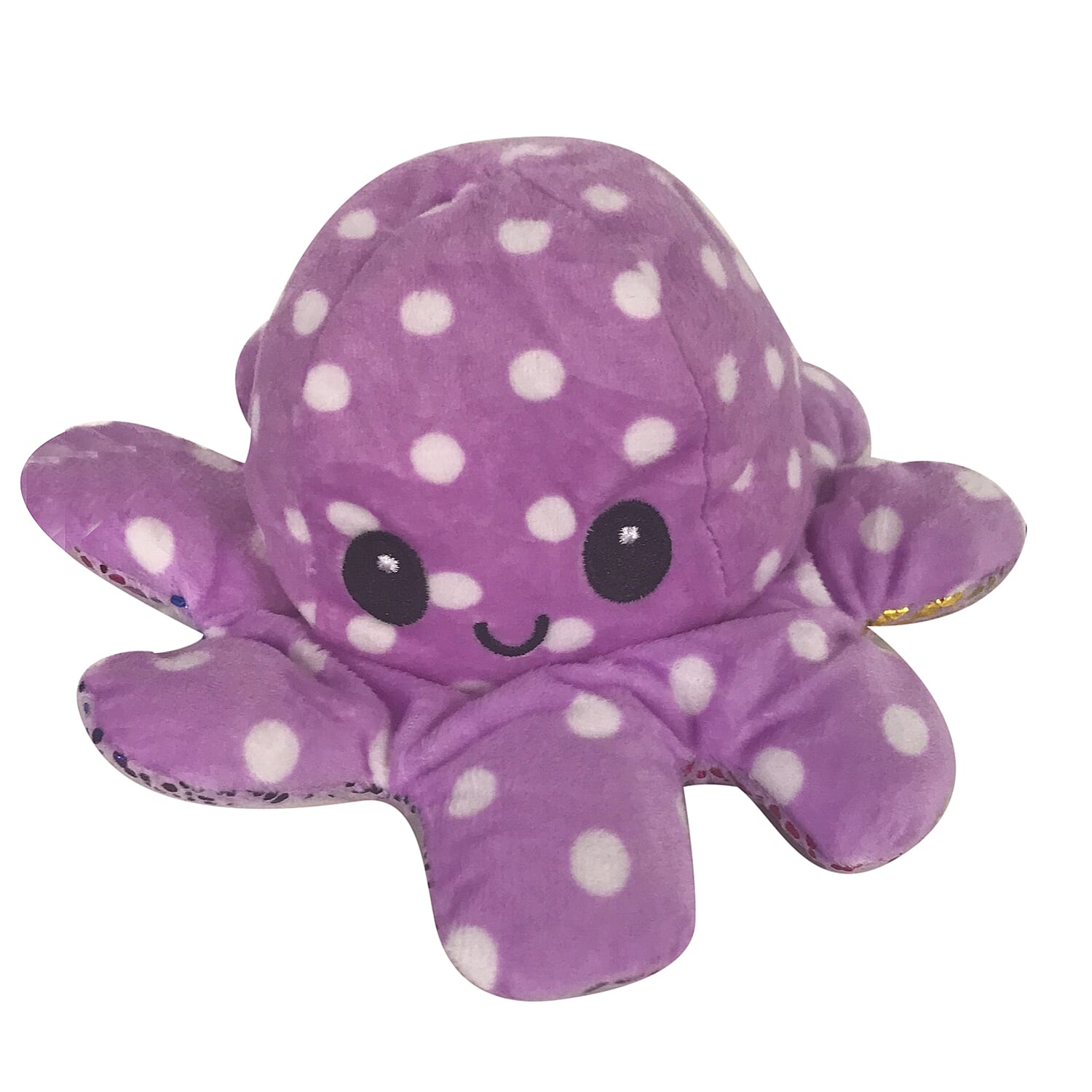 Set of 2 - 20cm Reversible Happy Sad Octopus Plush Toy - Purple, Blue and Light Pink