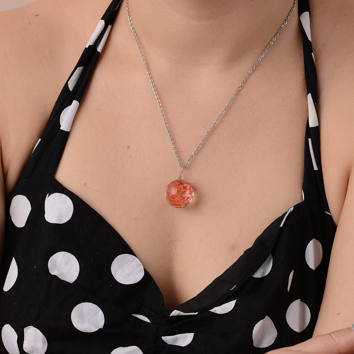 Glass Pendant with Chain  0.010  Ct.