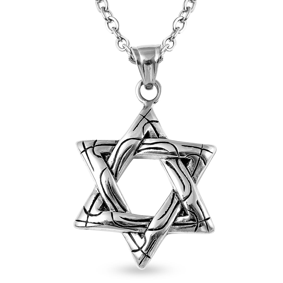 Star Pendant with Chain (Size 23.5) in Stainless Steel