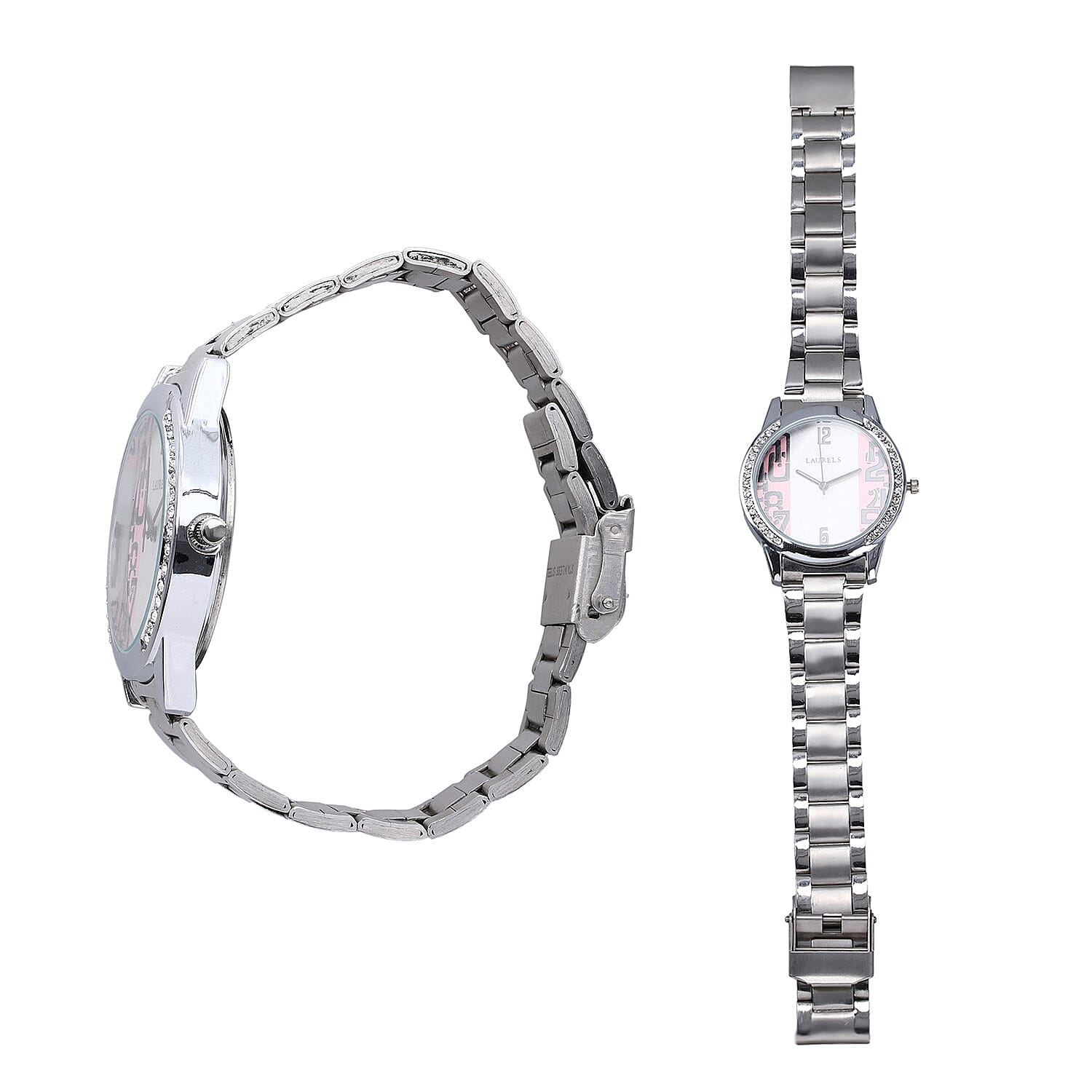 2 Piece Set - Merino Wool Scarf with SIlk Embroidery (200x60) and Rhinestone Wrist Watch in a Gift Box - Blue