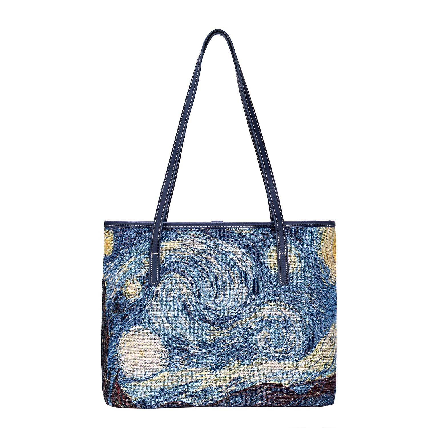 Signare Tapestry - Starry Night Artwork Tote Bag with Dark Blue Scarf