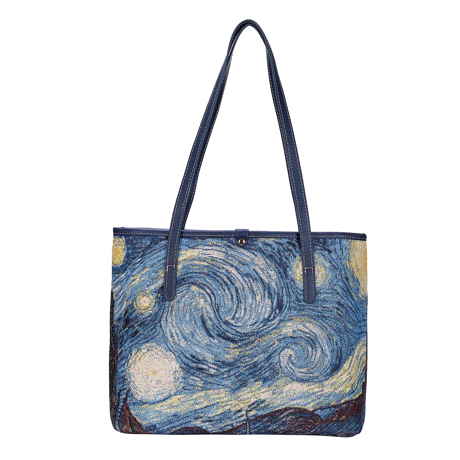 Signare Tapestry - Starry Night Artwork Tote Bag with Dark Blue Scarf