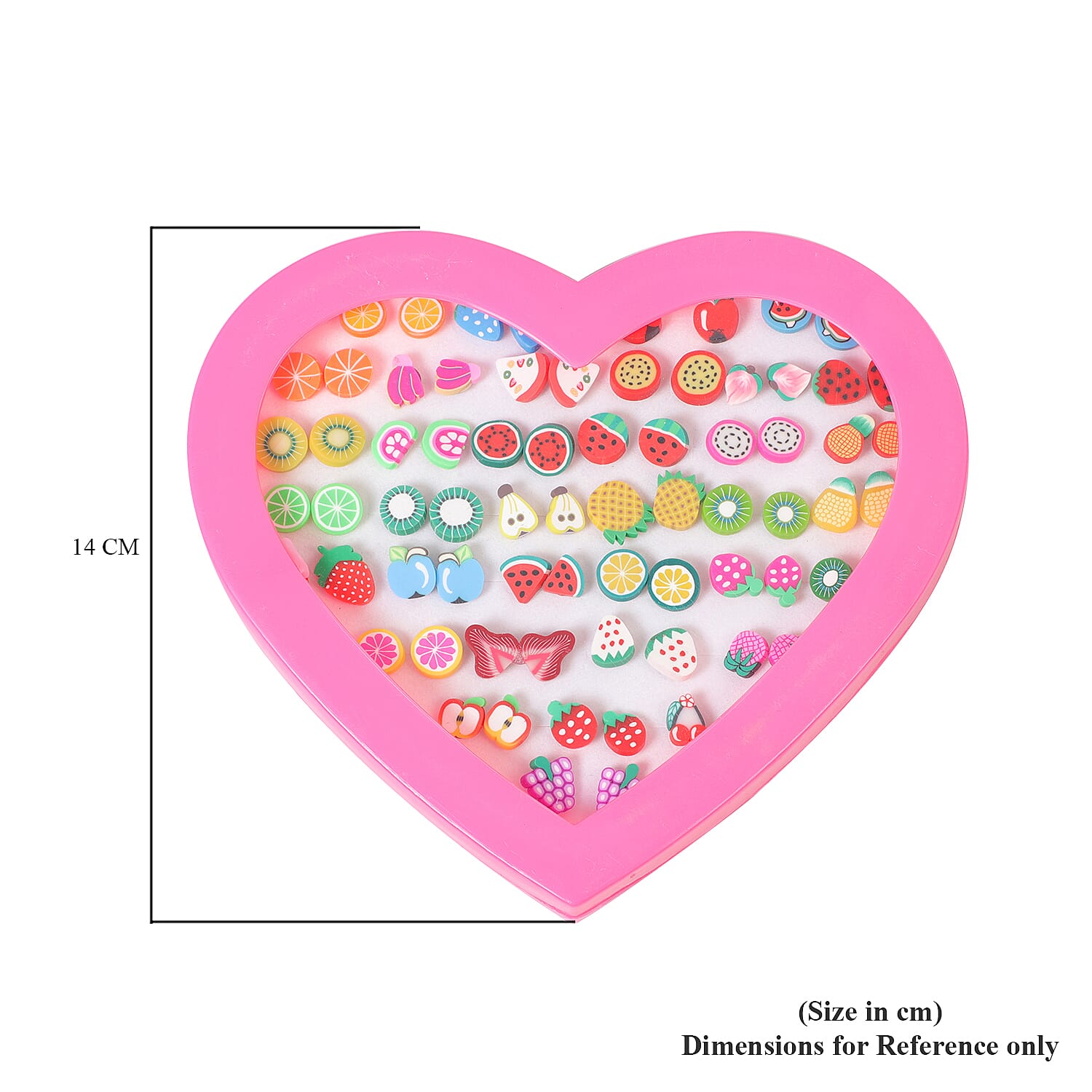 Set of 36 Stud Earrings in Heart Shaped Box in Stainless Steel