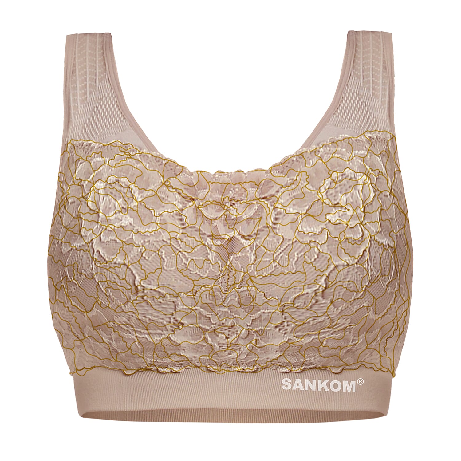 3 Piece Set - SANKOM SWITZERLAND Patent Classic with Lace Bra  (Size L-XL 16-18) Including Black-Silver, Navy-Silver & Beige-Gold