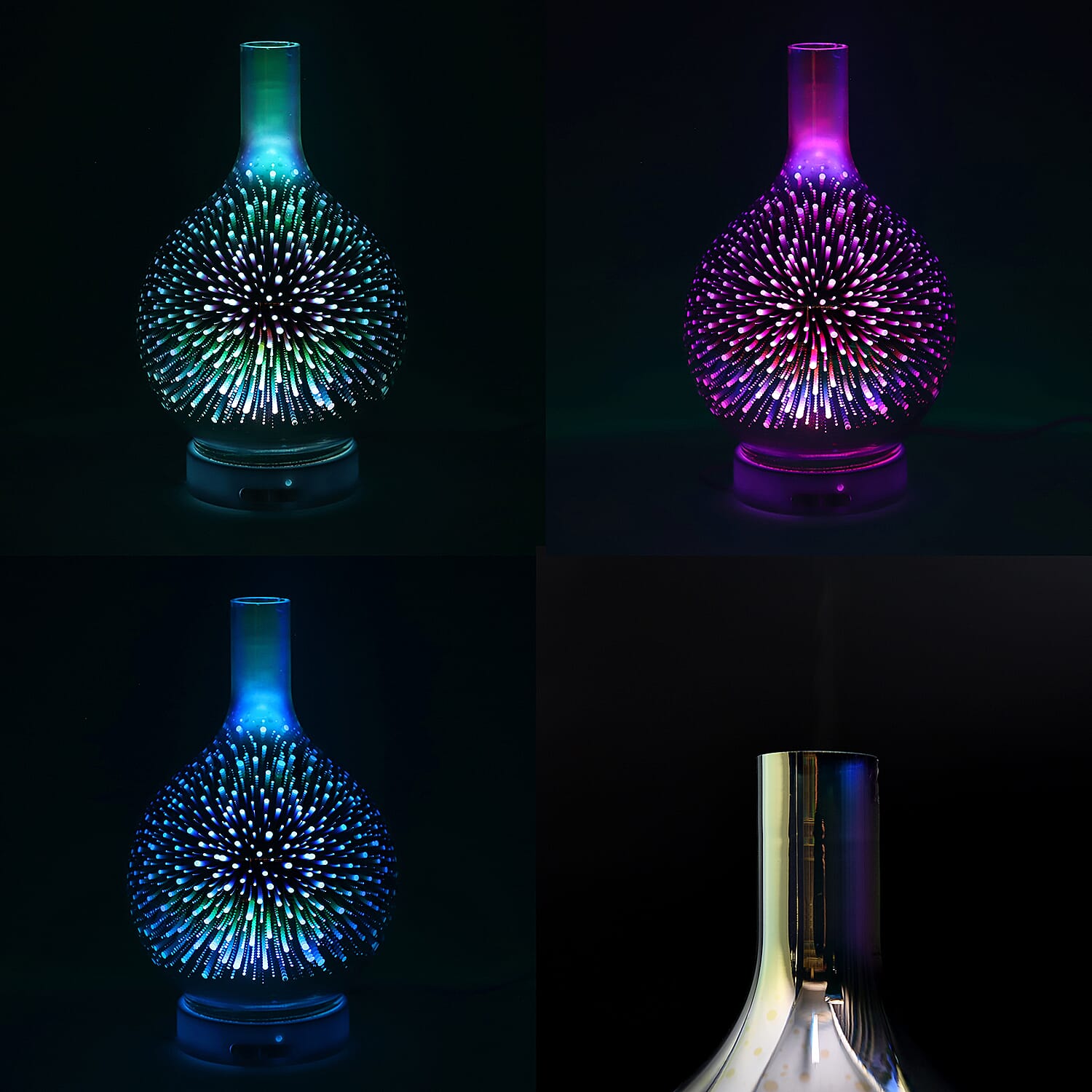 The 5th Season 3D Glass Diffuser with Seven Effect Colour LED Light & 6 Fragrance Oil (Pathchouli ,Yiang Yiang, Ocean, Sandalwood, Vanilla, Lavender- 6x10 ml)