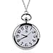 STRADA Japanese Movement Murano Glass Back Water Resistant Pocket Watch with Chain (Size 31) in Silver Tone
