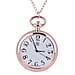 STRADA Japanese Movement Murano Glass Back Water Resistant Pocket Watch with Chain (Size 31) in Rose Gold Tone
