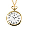 STRADA Japanese Movement Murano Glass Back Water Resistant Pocket Watch with Chain (Size 31) in Yellow Gold Tone