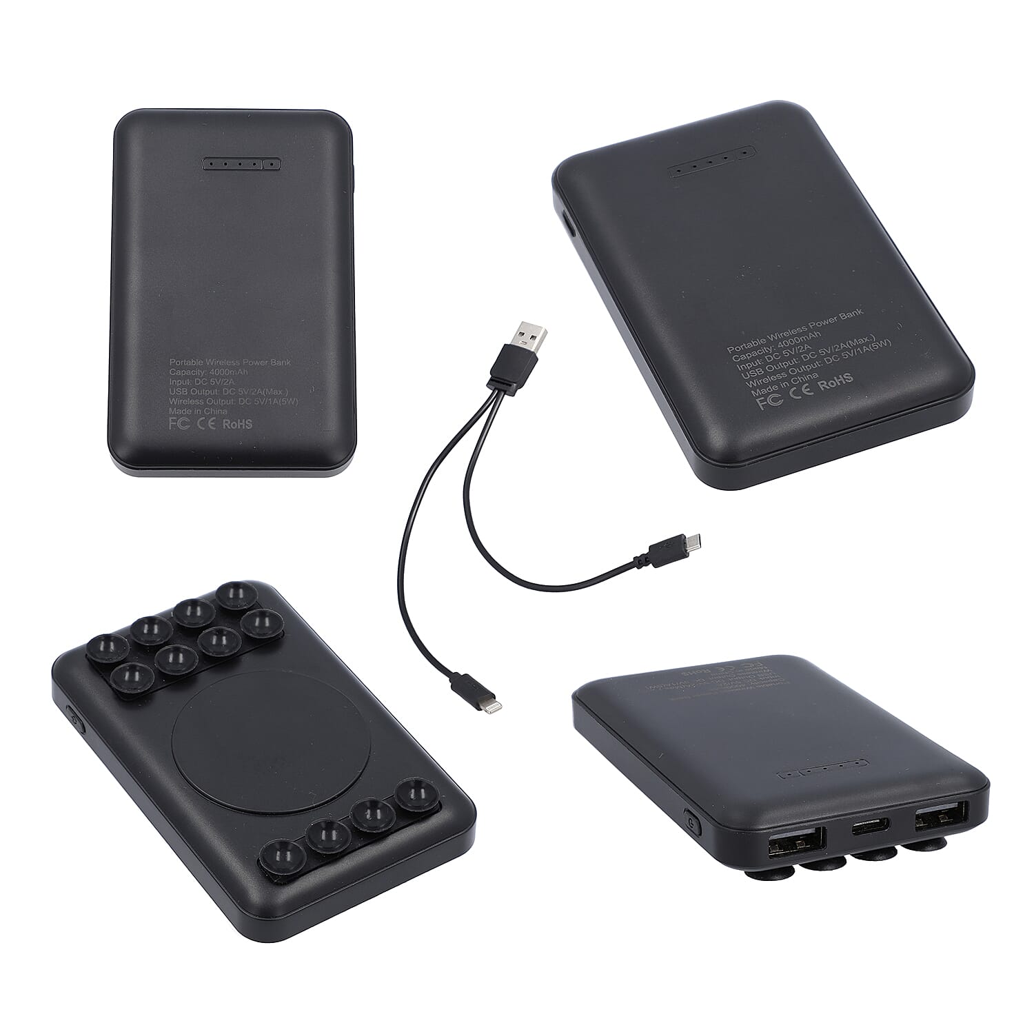 2 Piece Set - LOCK SOUL Zebra Pattern Crossbody Bag wih Shoulder Strap ( Size 30x22x13 Cm) and 4000mah 2 in 1 Wireless Power Bank - Black