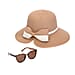 2 Pieces Set - Bowknot Hat with Ribbon and Leopard Pattern Eye Sunglasses - Khaki and Brown