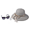 2 Pieces Set - Bowknot Hat with Ribbon and Leopard Pattern Eye Sunglasses - Khaki and Brown