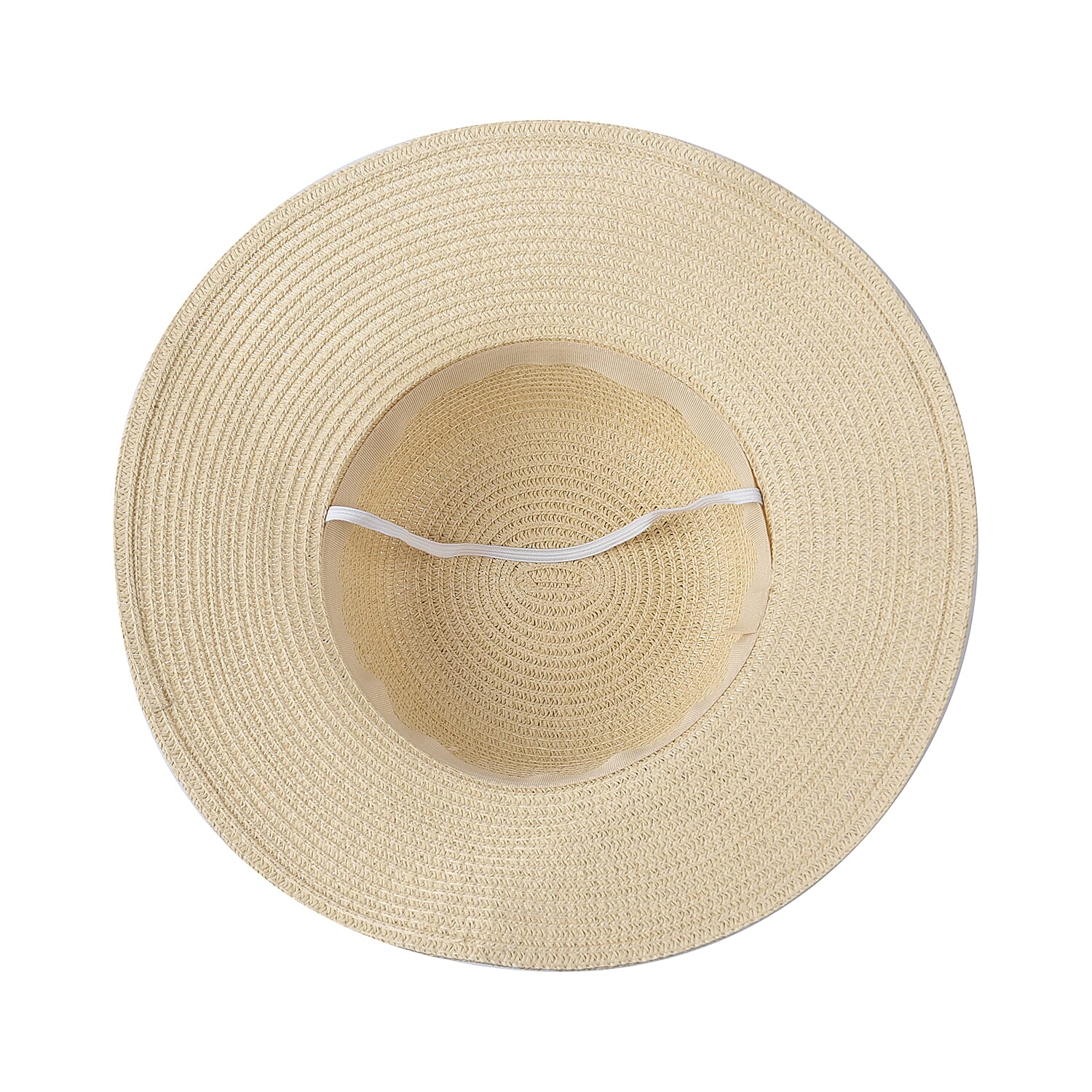 2 Piece Set - Stylish Hat with Ribbon & Ergonomic Pattern Round Retro Eye Sunglasses - Off White and Black