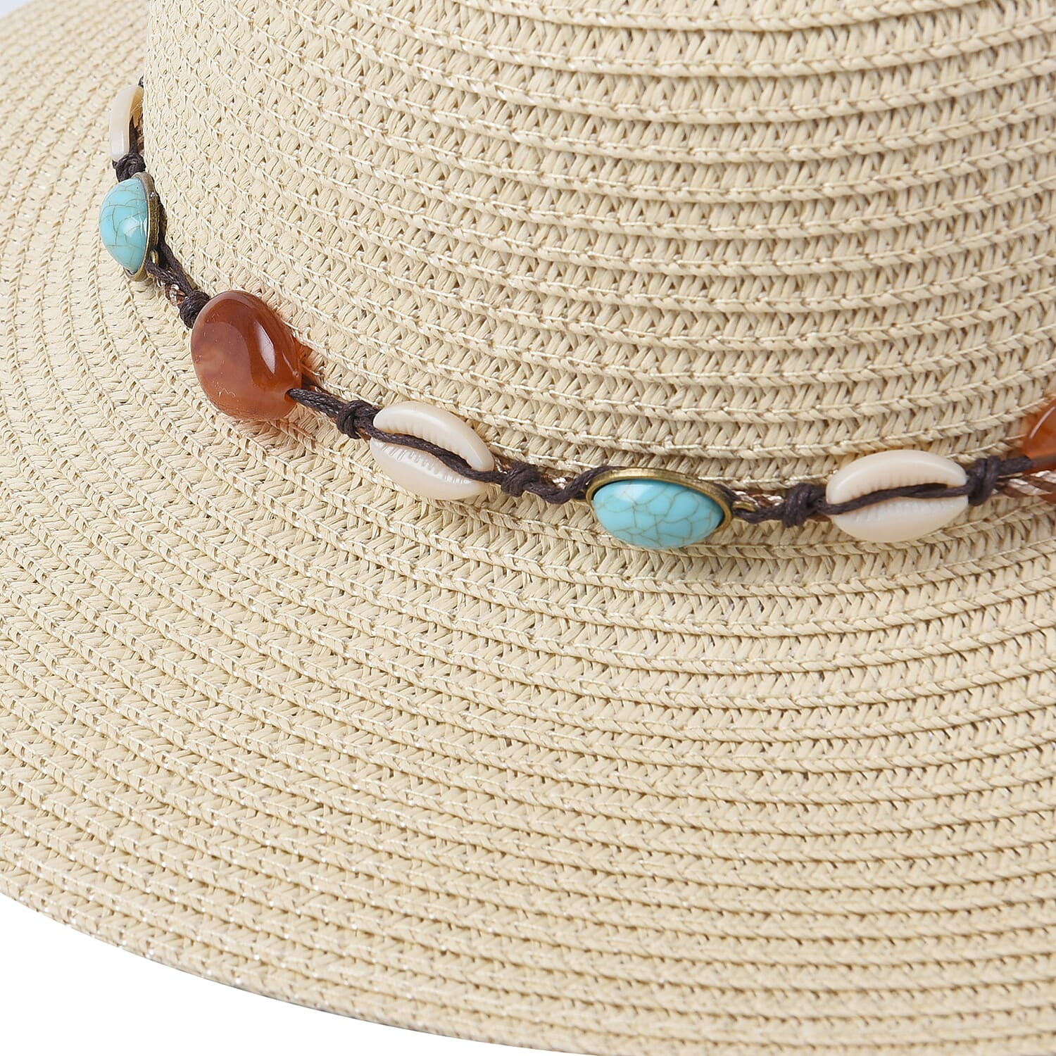 2 Piece Set - Stylish Hat with Ribbon & Ergonomic Pattern Round Retro Eye Sunglasses - Off White and Black