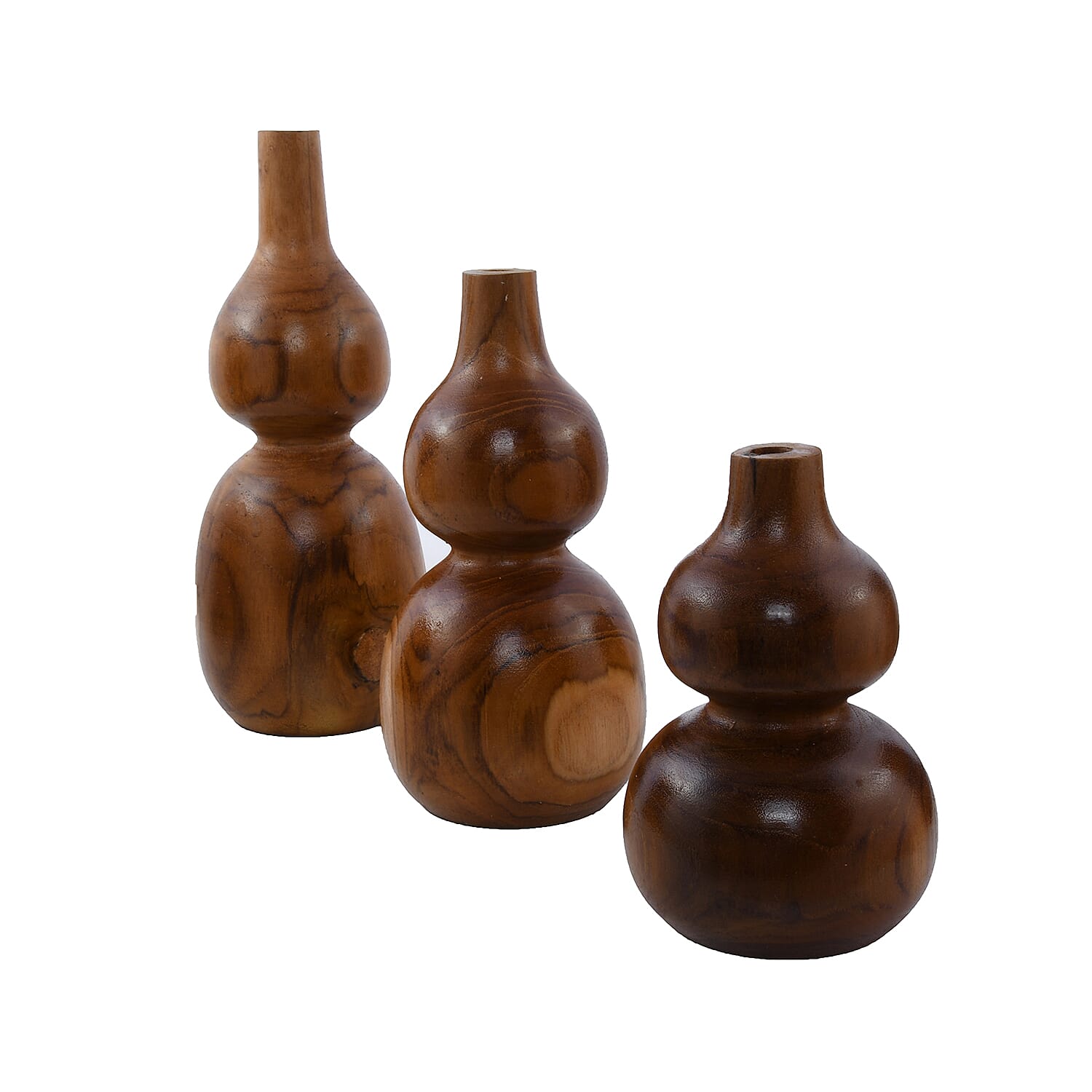 Bali Collection Set of 3 - Home Decorative Handcrafted Teak Wood Vase with Dried Flowers (Size-26x7Cm,21x7Cm and 16X8Cm) - Brown Bali Collection Set of 3 - Home Decorative Handcrafted Teak Wood Vase with Dried Flowers (Size-26x7Cm,21x7Cm and 16X8Cm) - Brown