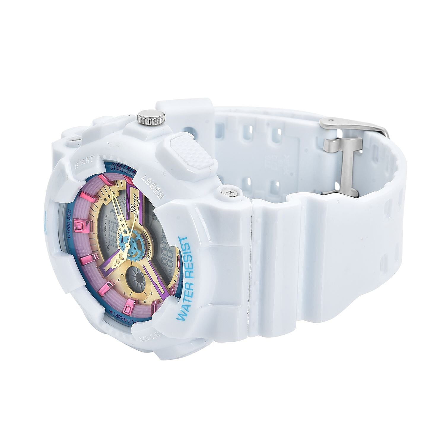 Set of 2 - GENOA Japanese Movement and Digital Water Resistant Watch - Black - White