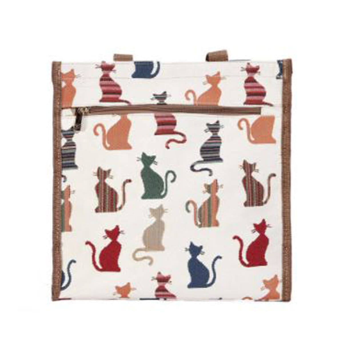 Signare Tapestry Cheeky Cat Pattern Shopper Bag and Pouch - Off white