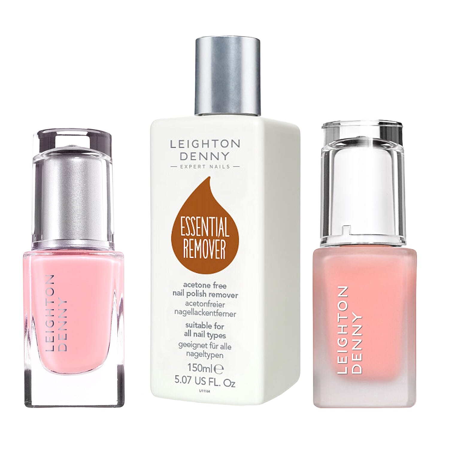 Leighton Denny- Essentials Trio (Incl. Stunning - 12ml, Undercover Base - 12ml, & Essential Acetone Free Nail Polish Remover - 150ml)