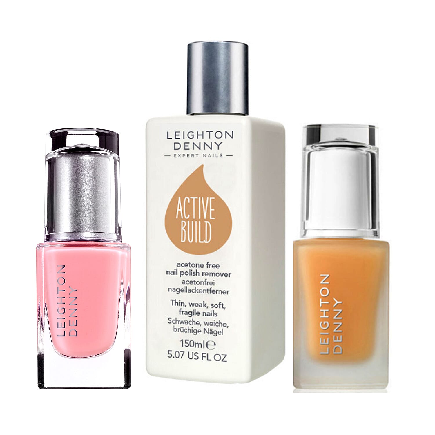 Leighton Denny- Active Build Trio (Incl. Stunning - 12ml, Active Build Shield - 12ml & Active Build Acetone Free Nail Polish Remover - 150ml)