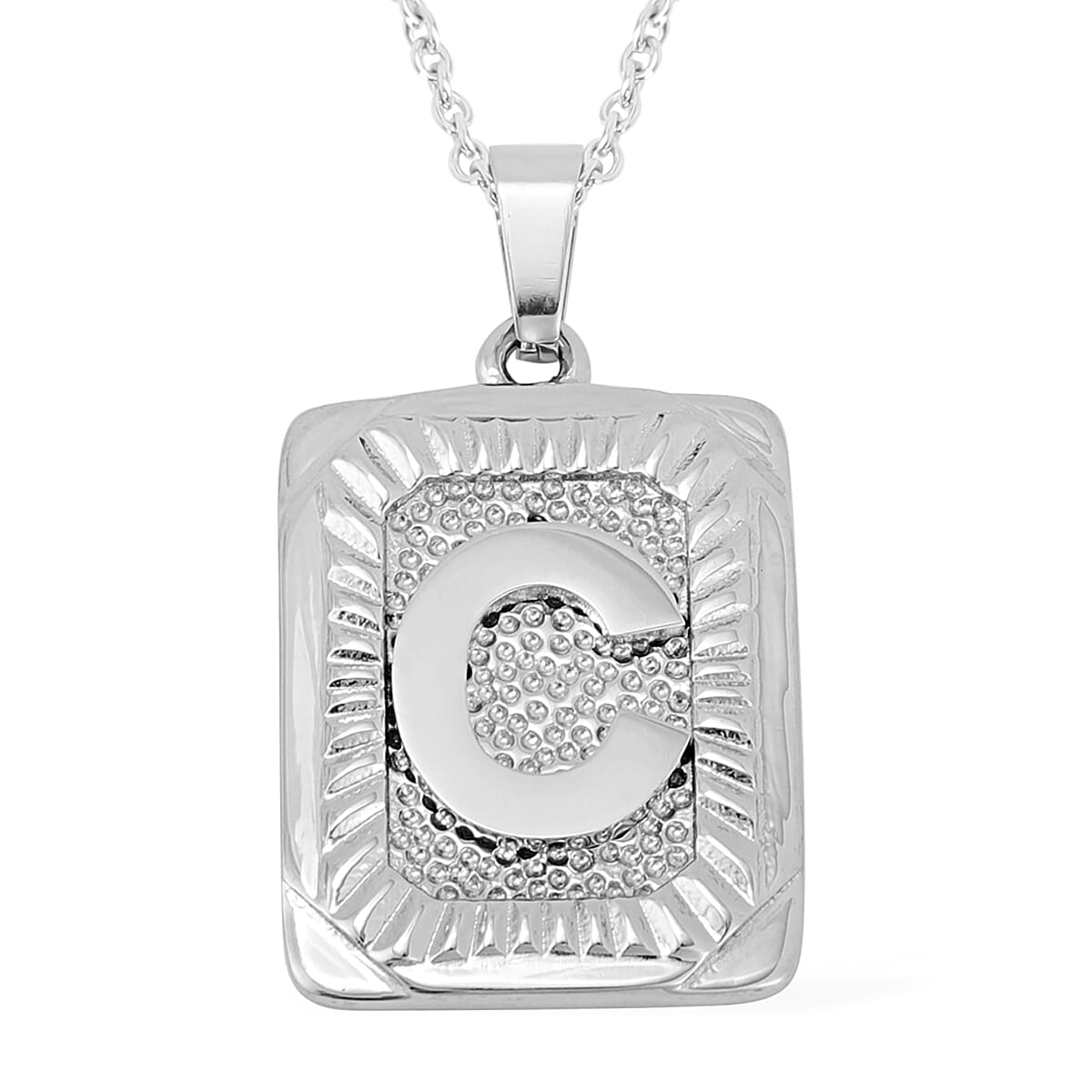 Initial C Pendant with Chain (Size 22) in Stainless Steel