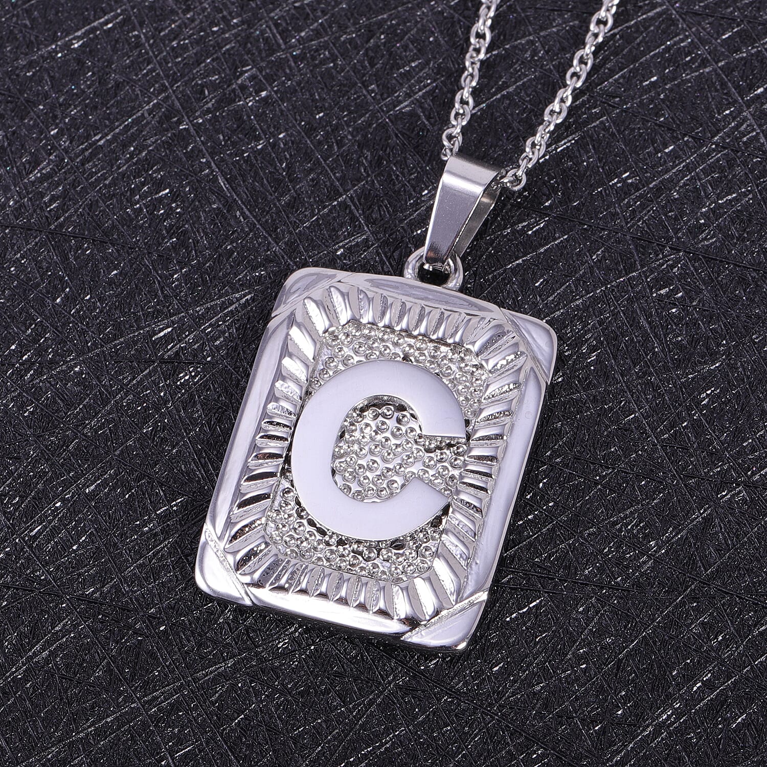 Initial C Pendant with Chain (Size 22) in Stainless Steel