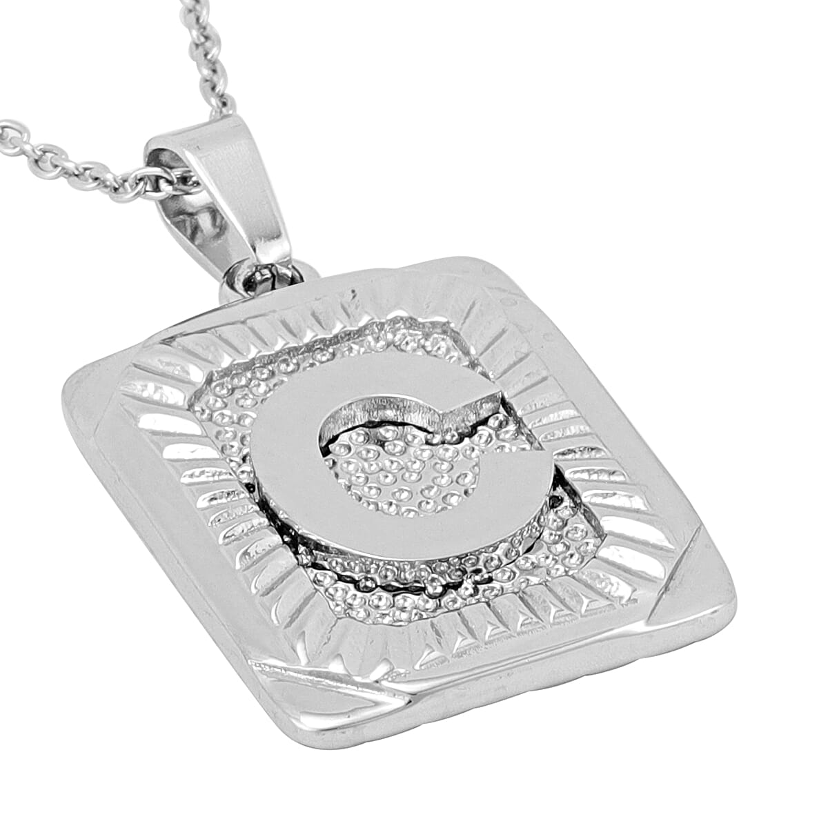 Initial C Pendant with Chain (Size 22) in Stainless Steel