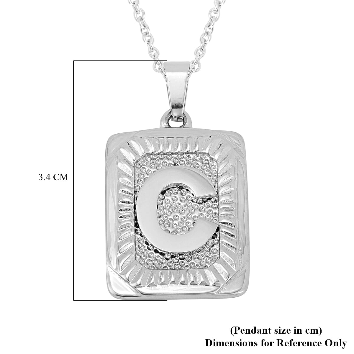 Initial C Pendant with Chain (Size 22) in Stainless Steel