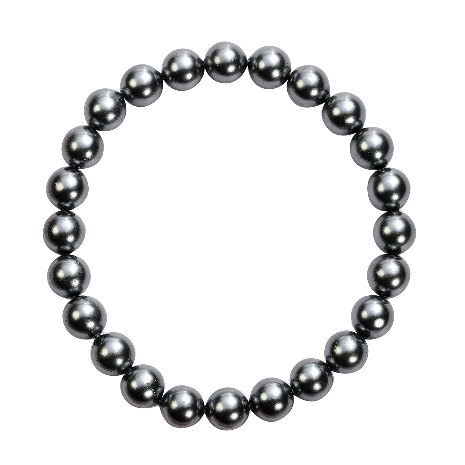 3 Piece Set - Peacock Shell Pearl Stretchable Bracelet (Size 7), Necklace (Size 20 with Magnetic Lock) and Earrings (with Push Back) in Stainless Steel