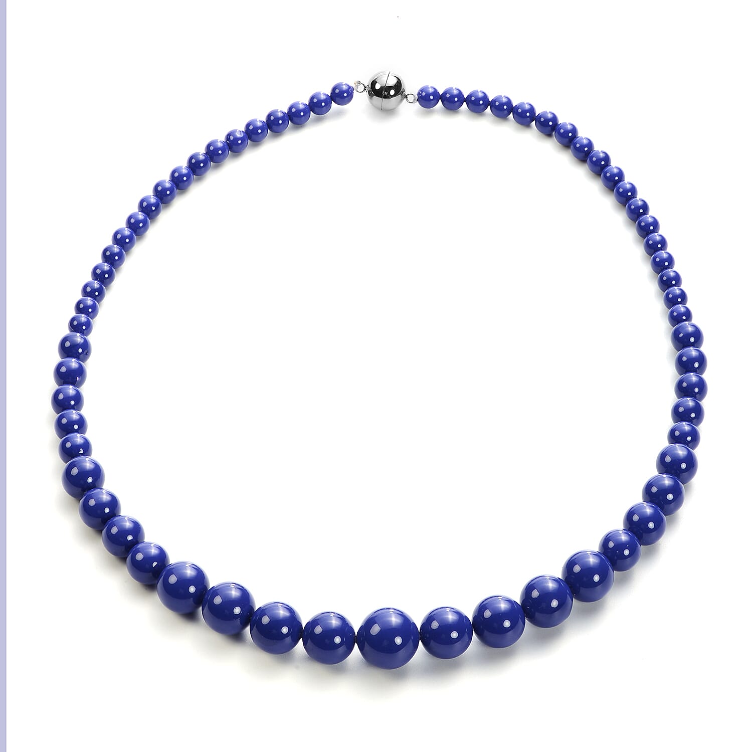 3 Piece Set - Tanzanite Colour Shell Pearl Stretchable Bracelet (Size 7), Necklace (Size 20 with Magnetic Lock) and Earrings (with Push Back) in Stainless Steel
