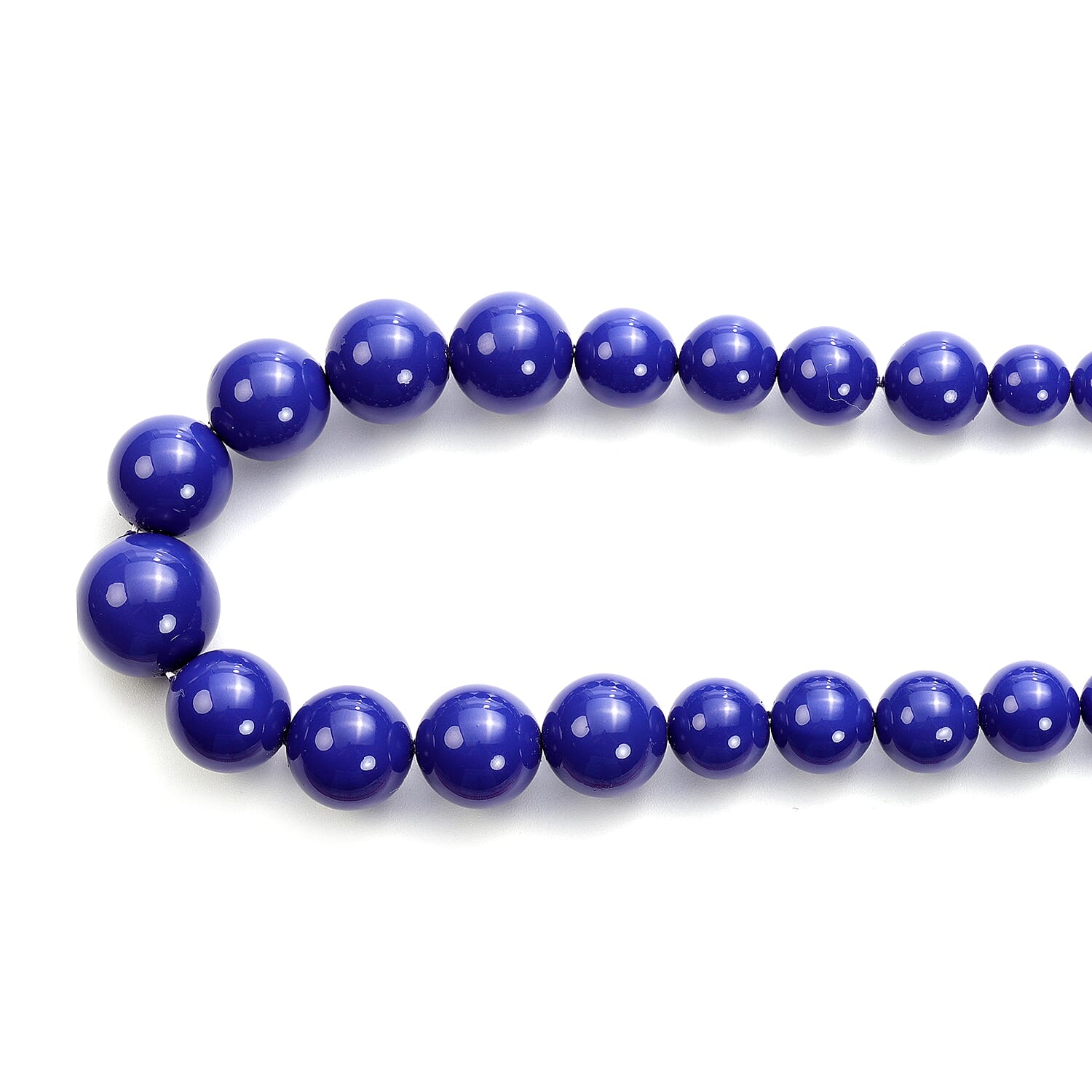 3 Piece Set - Tanzanite Colour Shell Pearl Stretchable Bracelet (Size 7), Necklace (Size 20 with Magnetic Lock) and Earrings (with Push Back) in Stainless Steel