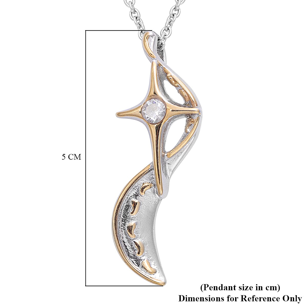 Simulated Diamond Footprints and Cross Pendant with Chain (Size 20) in Dual Tone