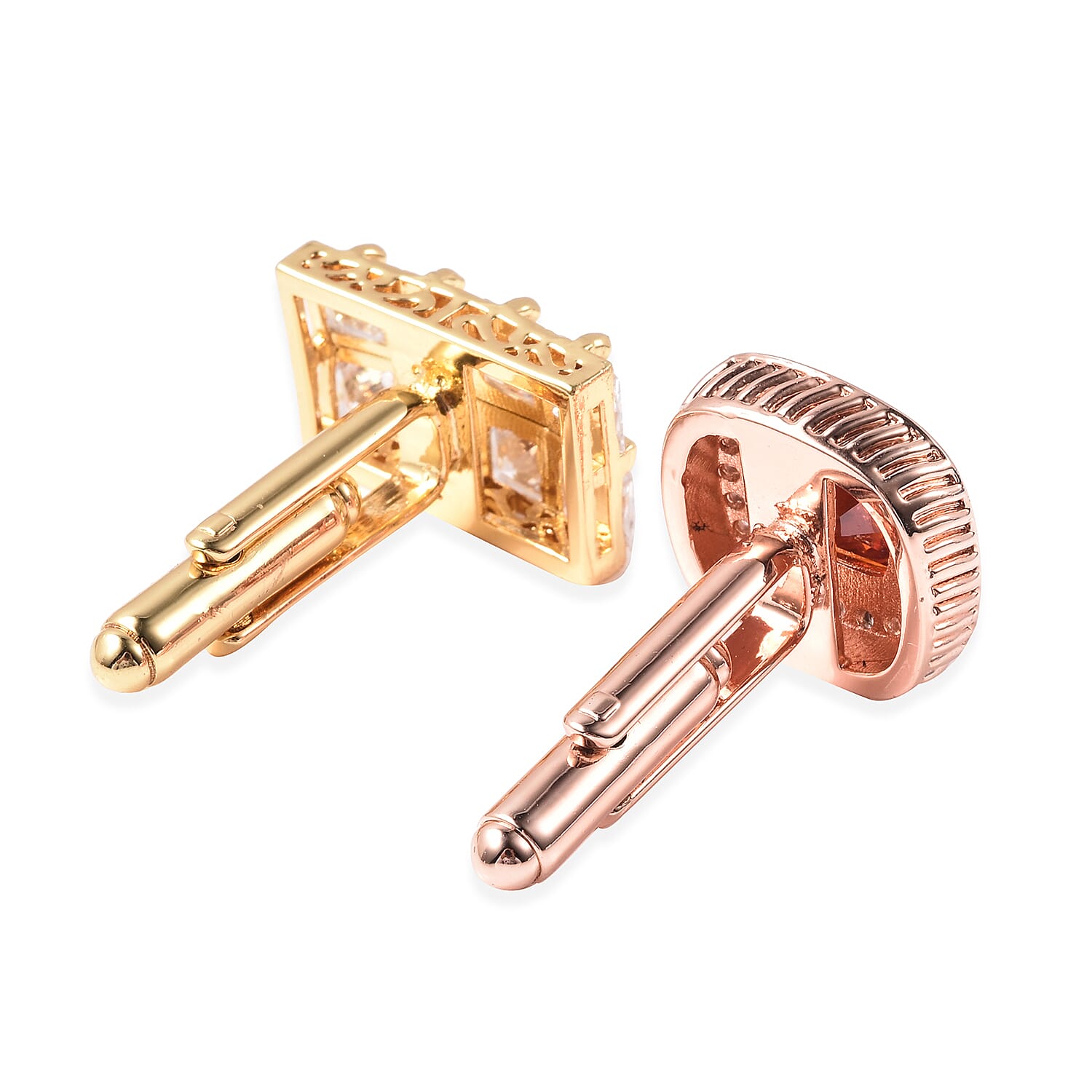 Set of 2 - Simulated Diamond and Simulated Orange Sapphire Cufflinks