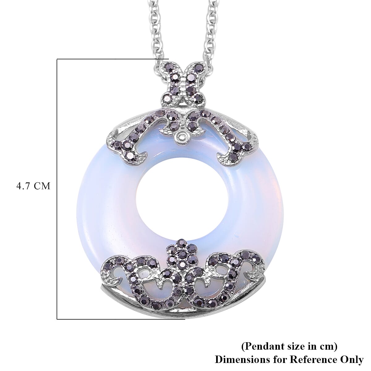 Opalite and Hematitie Colour Austrian Crystal Pendant with Chain in Stainless Steel
